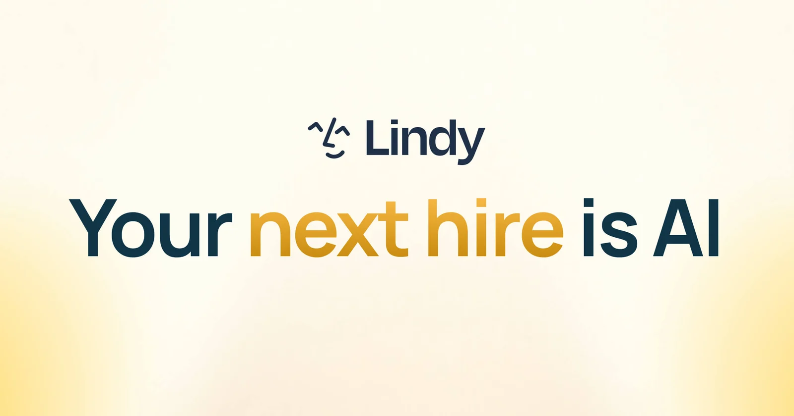 Lindy's own share image: the Lindy mark and the line "Your next hire is AI".